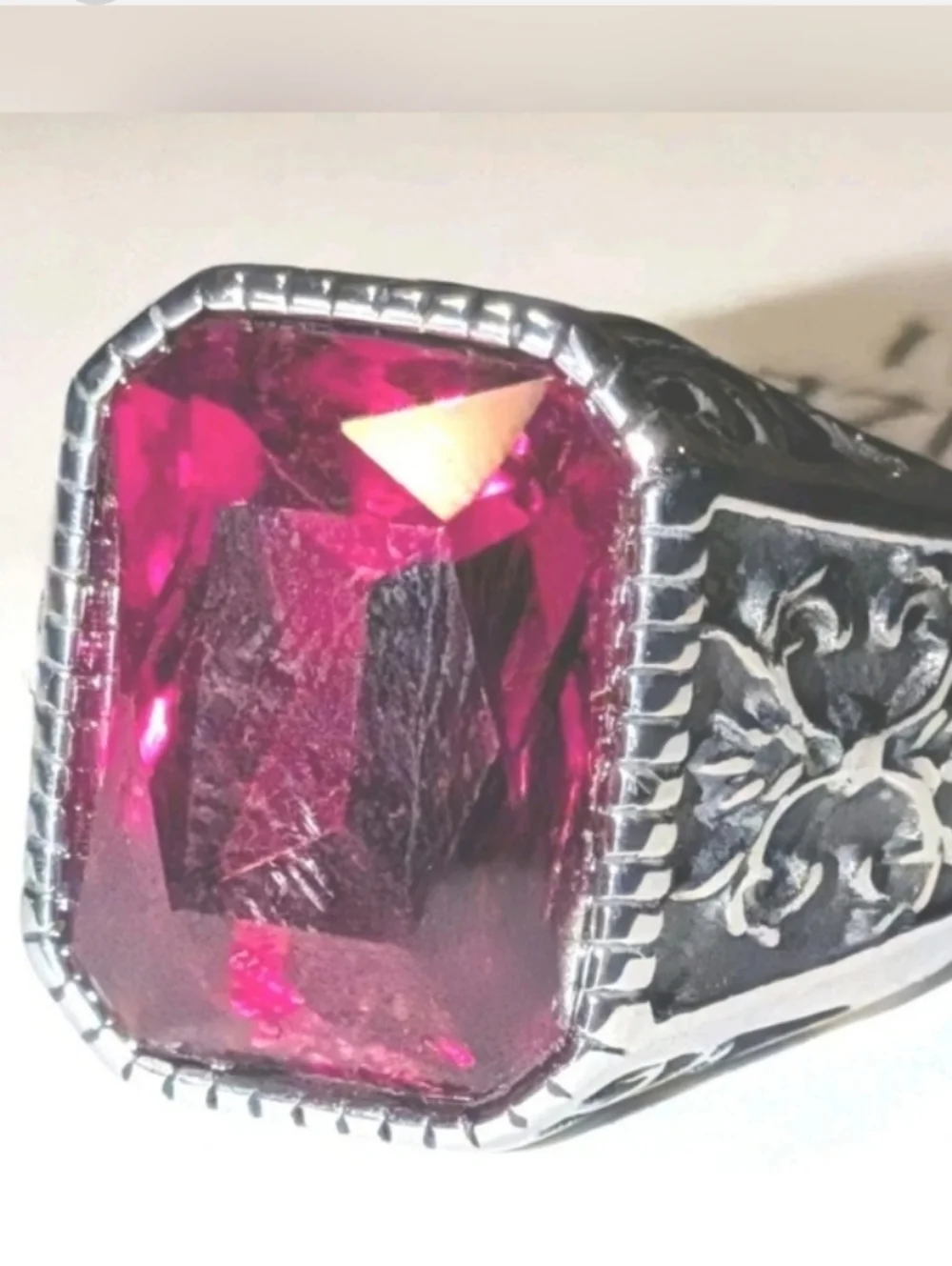 Retro Viking 5ct Lab Created Ruby Gemstone Mens Ring 14k Silver Plated Sz 11